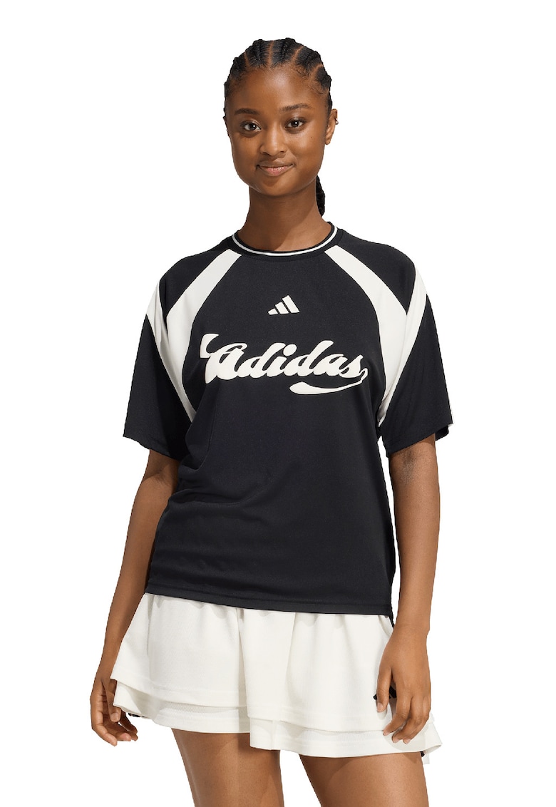 Tricou cu imprimeu logo - Negru/Alb optic