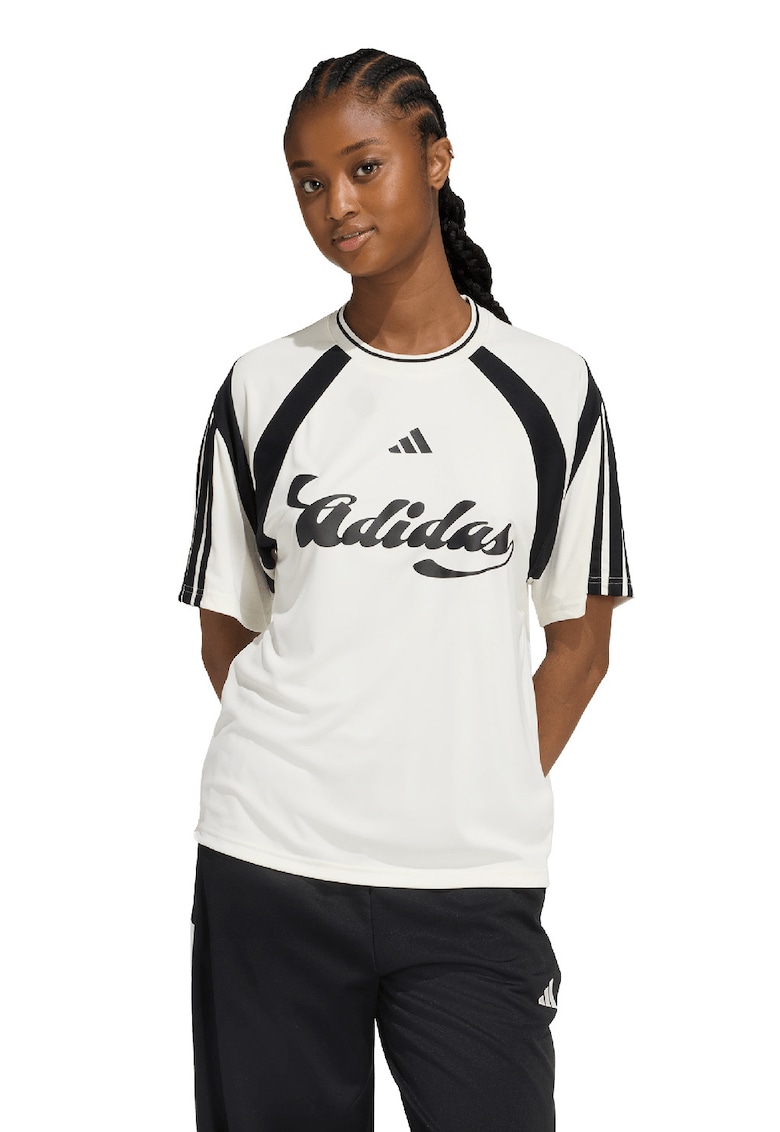 Tricou cu imprimeu logo - Alb/Negru
