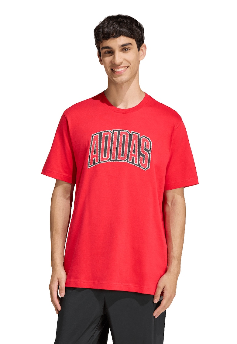 Tricou lejer cu imprimeu logo - Rosu/Negru