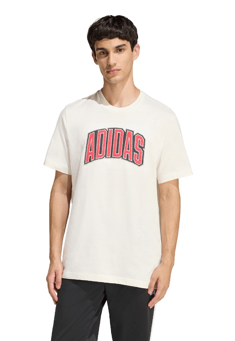 Tricou lejer cu imprimeu logo - Rosu/Alb