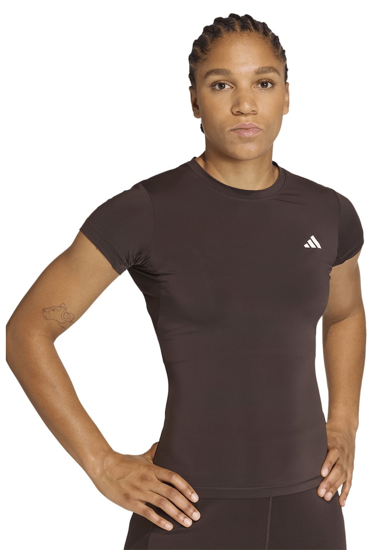 Tricou slim fit pentru fitness Power Essentials - Maro inchis