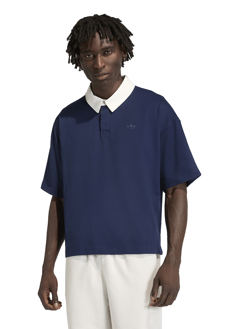 Tricou polo lejer din bumbac Premium Essentials - Alb/Albastru ultramarin