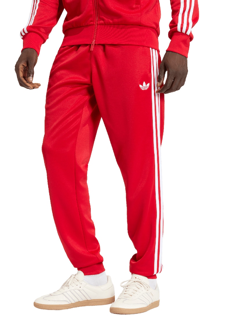 Pantaloni de trening cu croiala regular-fit si talie elastica - Alb/Rosu inchis