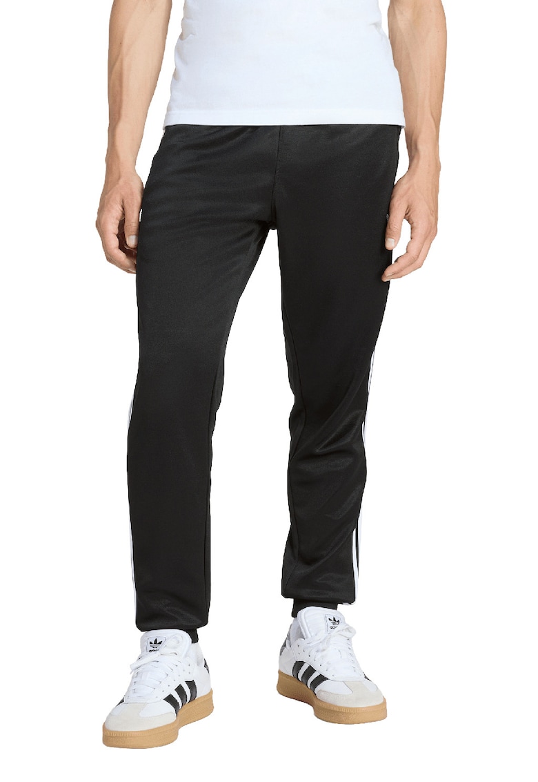Pantaloni de trening cu croiala regular-fit si talie elastica - Alb/Negru