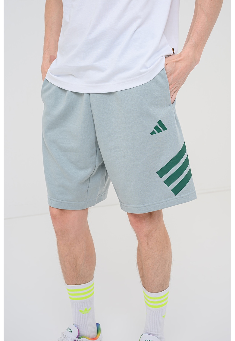 Pantaloni scurti cu imprimeu logo si snur de ajustare in talie - Verde pastel
