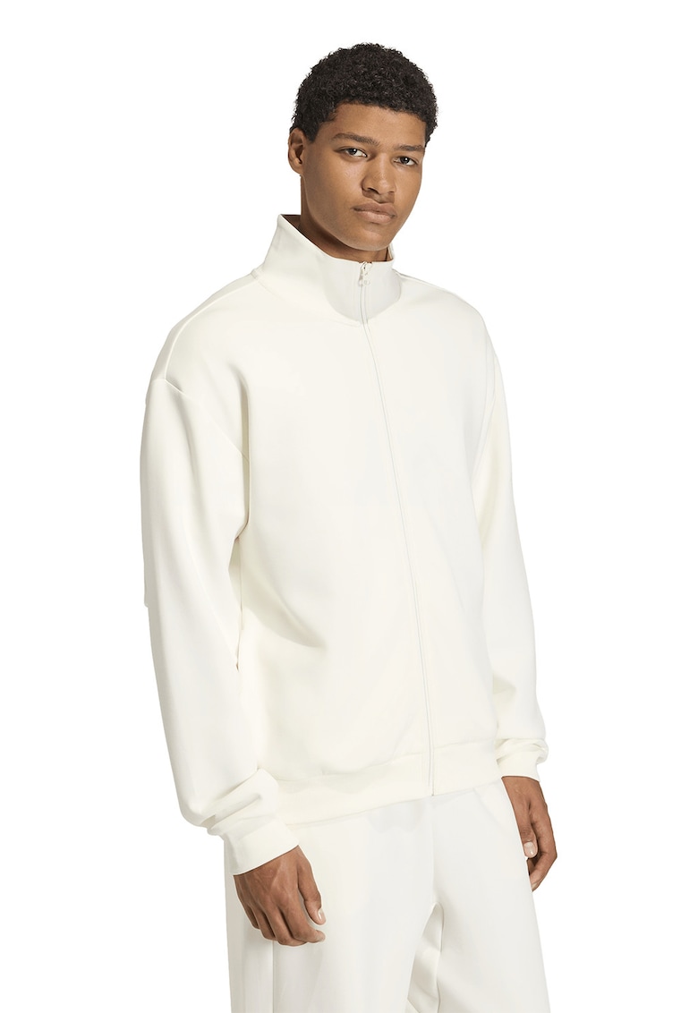 Bluza de trening cu guler inalt si fermoar - Alb murdar