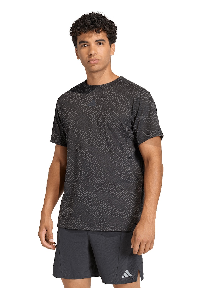 Tricou cu decolteu la baza gatului D4T - Negru/Negru stins