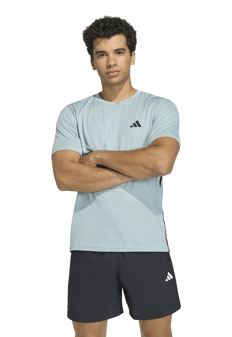 Tricou cu logo - pentru fitness We Bas - Negru/Albastru glaciar