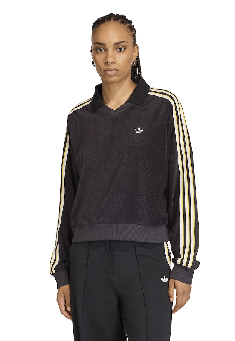 Bluza de trening lejera din material terry si guler ascutit - Negru/Galben pal