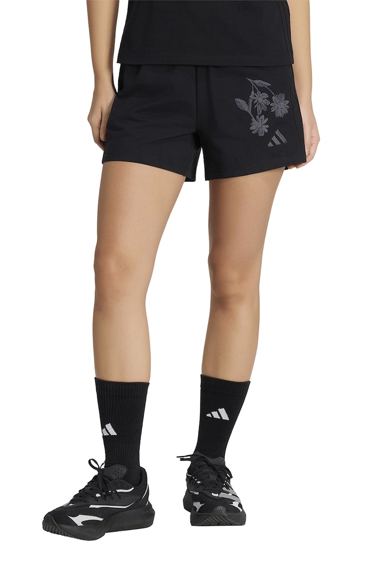 Pantaloni scurti cu imprimeu floral - Negru