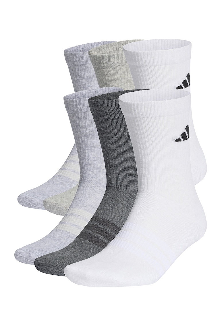 Set de sosete scurte unisex C ESS CRW - 6 perechi - Alb/Gri inchis/Gri melange