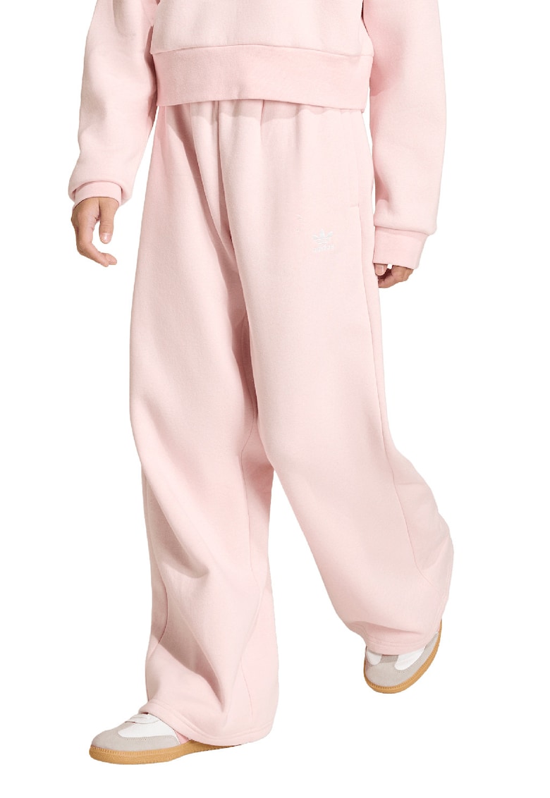 Pantaloni de trening cu croiala ampla si talie inalta - Roz deschis