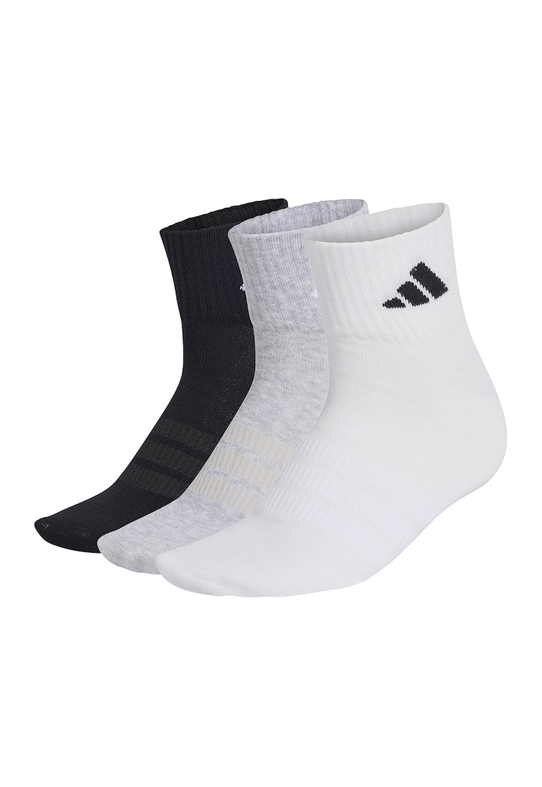 Set de sosete unisex din amestec de bumbac - 3 perechi - Negru/Alb optic/Gri deschis melange