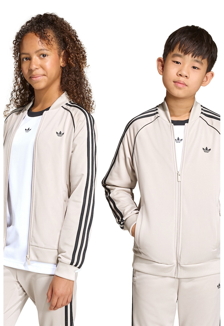 Bluza de trening cu fermoar si guler baseball - Negru/Maro nisip