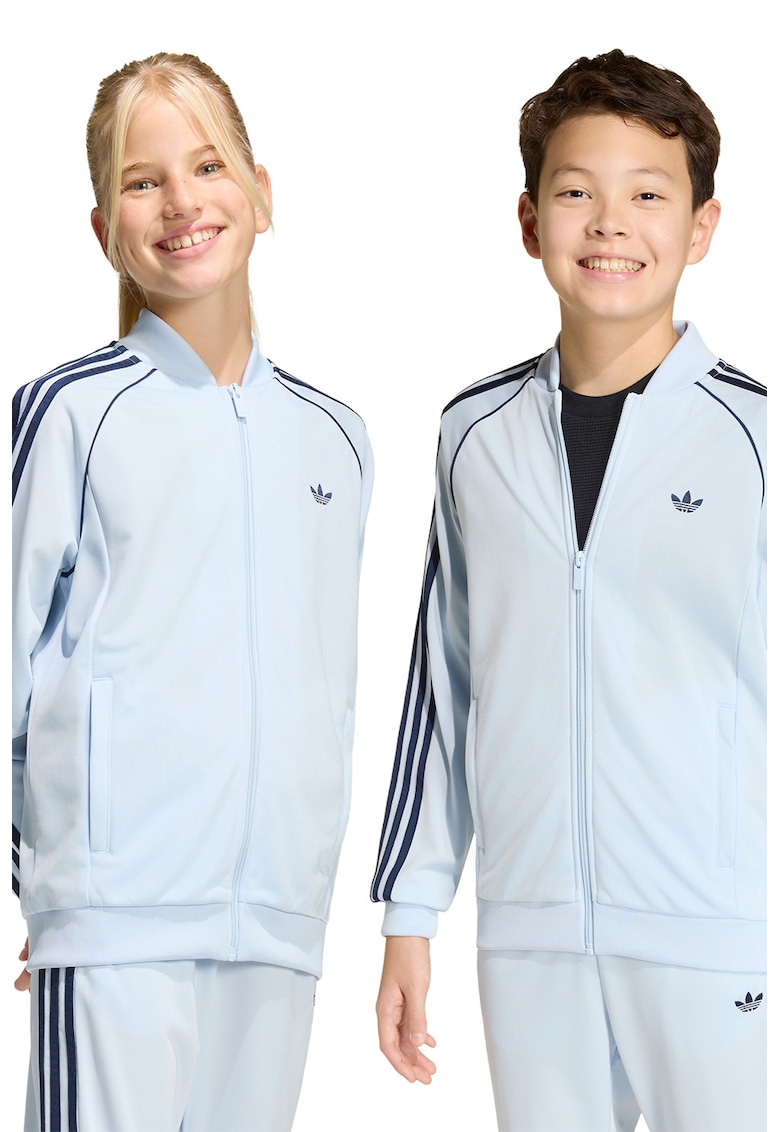 Bluza de trening cu fermoar si guler baseball - Negru/Albastru pal