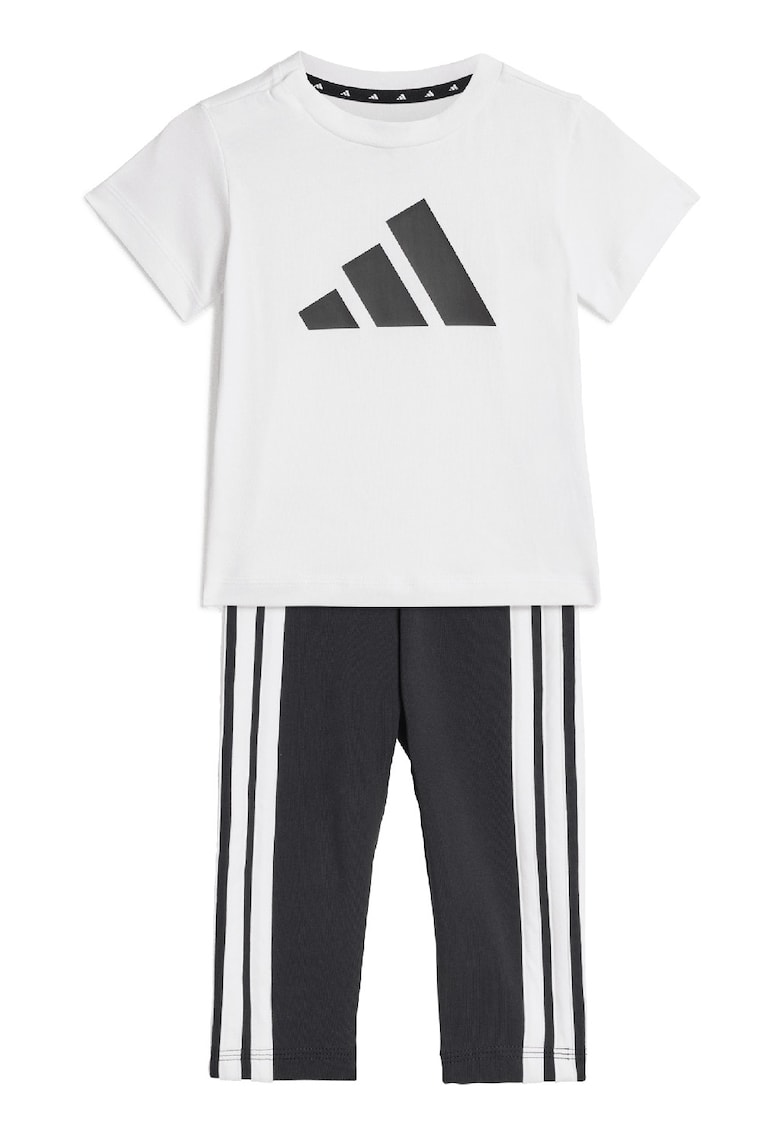 Set de pantaloni de trening si tricou din bumbac - Alb/Negru