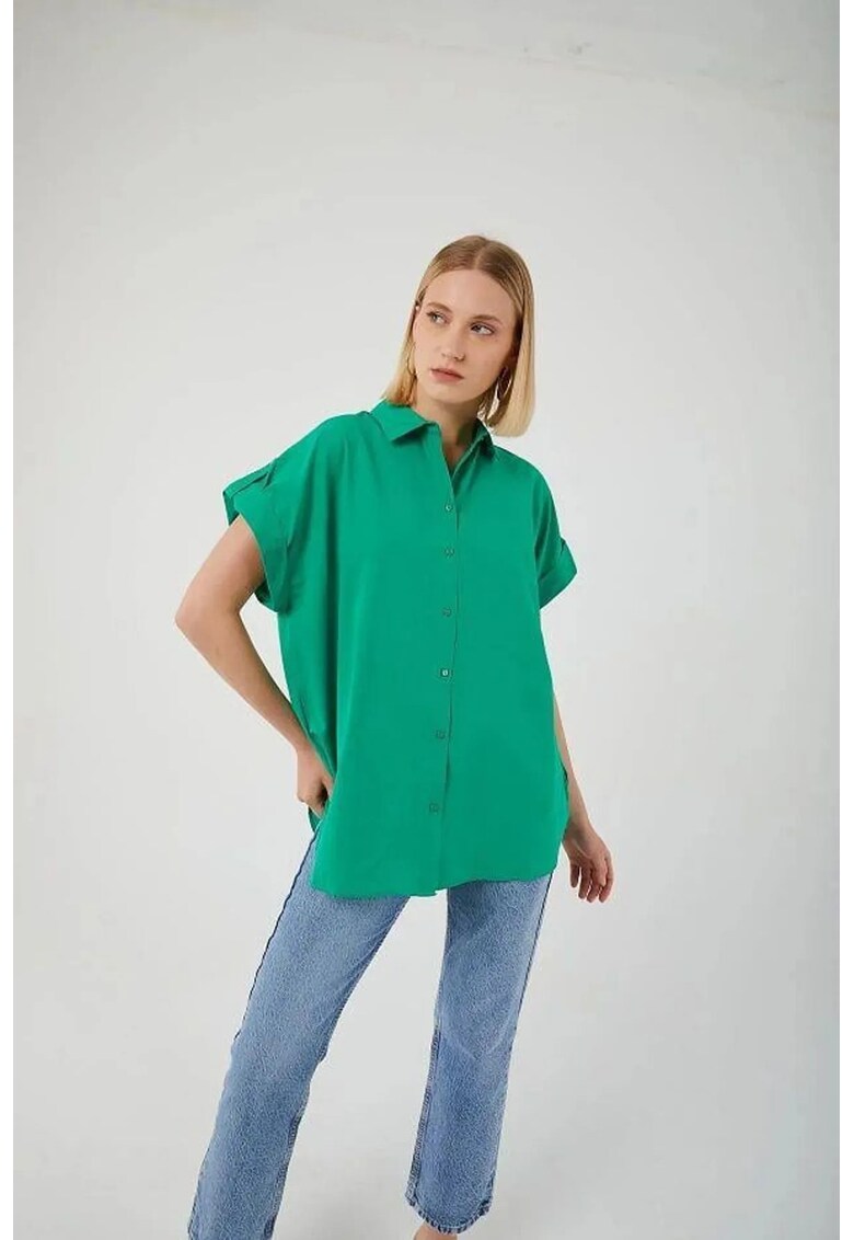 Camasa dama - supradimensionata - verde - textil