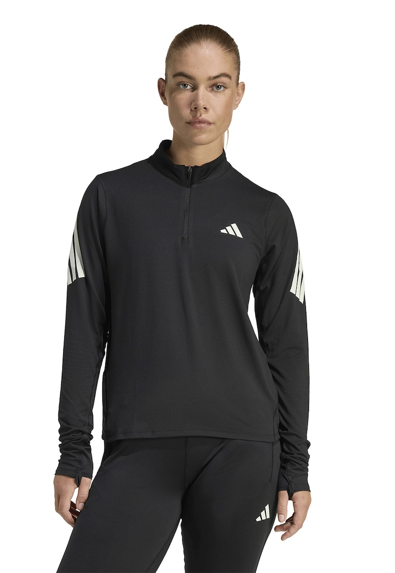 Bluza cu fenta cu fermoar pentru alergare Adi365 - Alb - Negru -