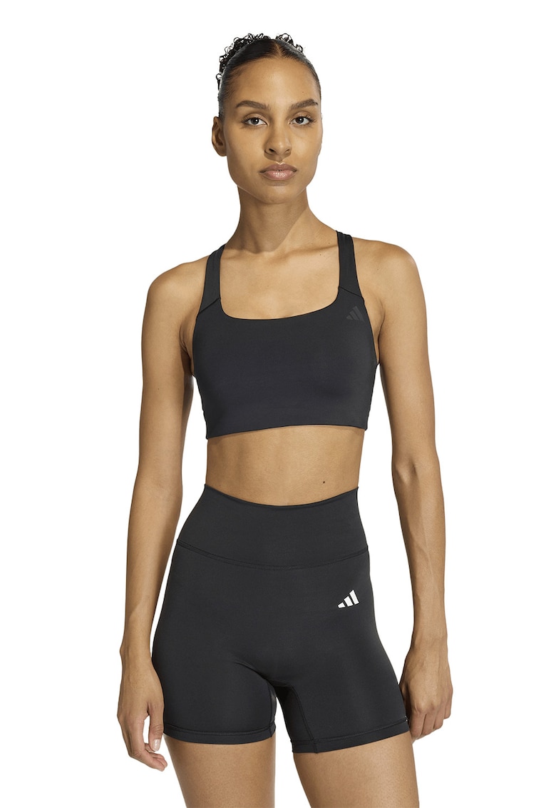 Bustiera cu suport mediu - pentru fitness Optime - Negru