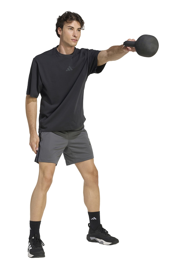 Pantaloni scurti cu buzunare cu fermoar pentru fitness We Bas - Gri inchis