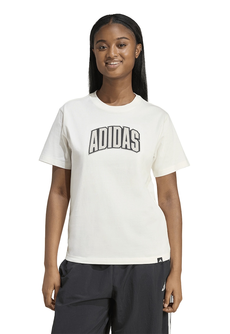 Tricou regular fit cu logo - Alb fildes/Gri antracit