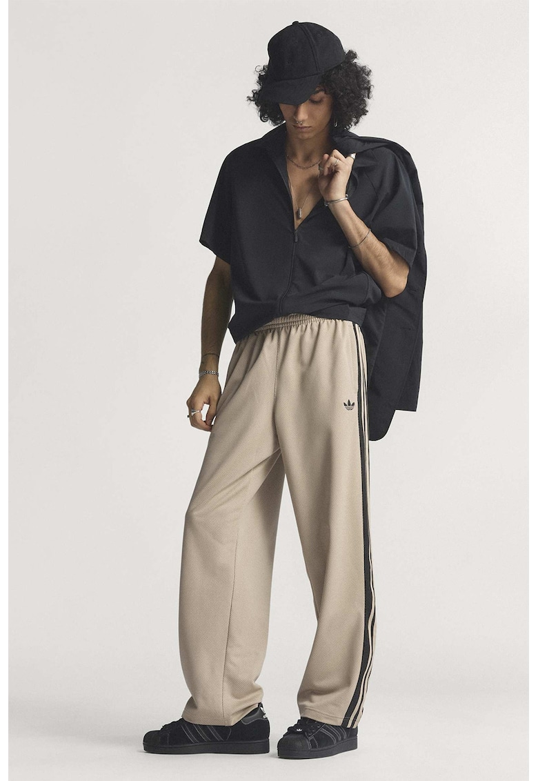 Pantaloni sport lejeri cu talie elastica - Negru/Bej inchis