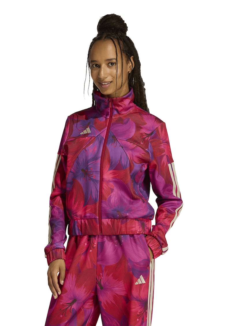 Bluza de trening cu fermoar si model Farm Rio House Of Tiro - Rosu/Fucsia/Ametist