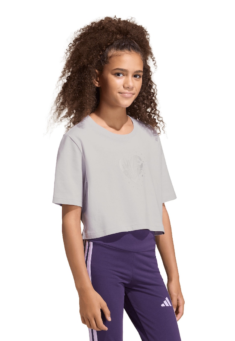 Tricou crop din bumbac - Gri deschis