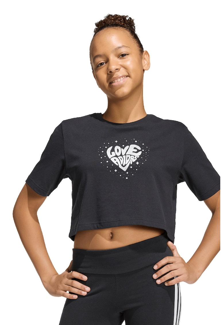 Tricou crop din bumbac - Negru