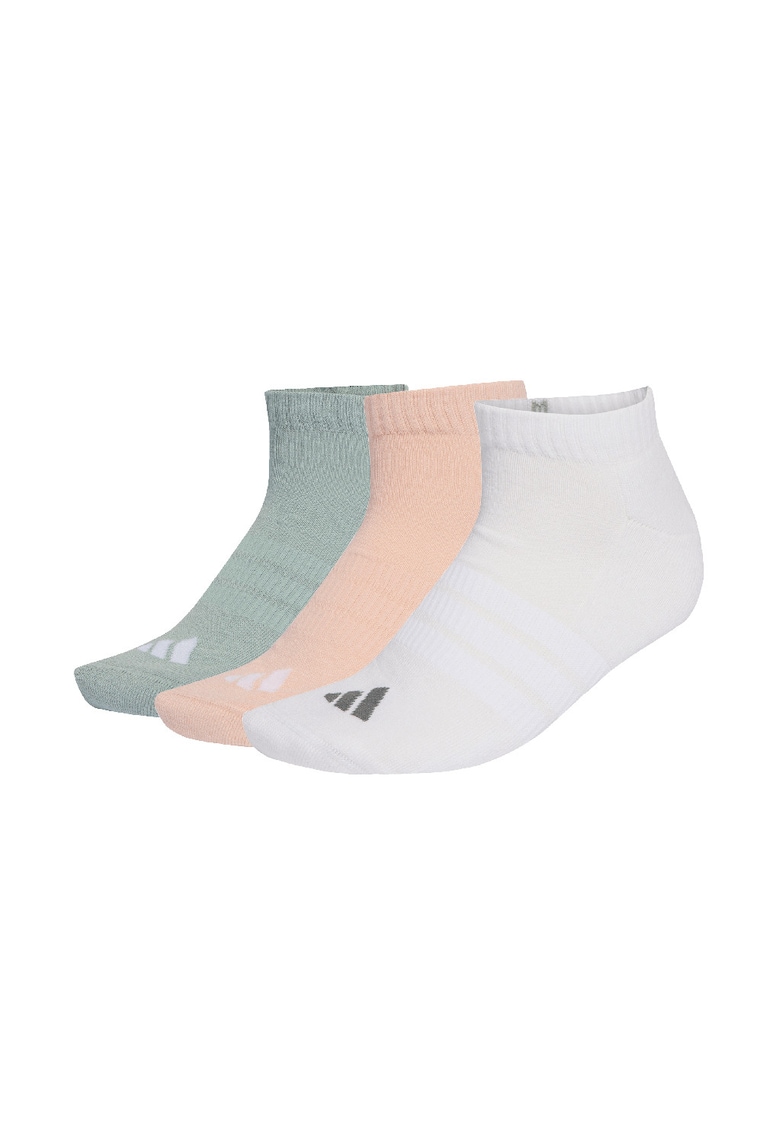 Set de sosete unisex pana la glezna - cu amortizare Essentials - 3 perechi - Alb/Piersica/Verde aquamarin