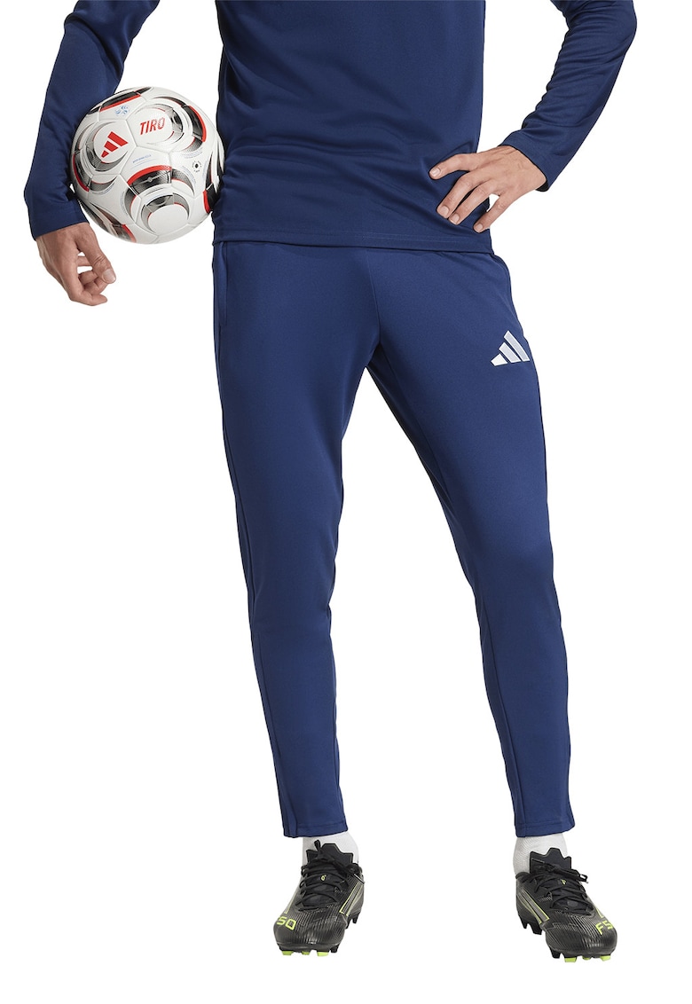 Pantaloni slim fit pentru fotbal - Alb/Albastru inchis