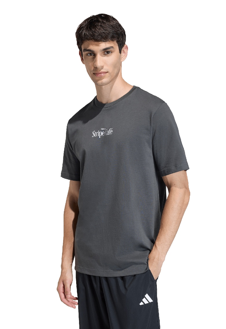 Tricou din bumbac cu imprimeu pe partea din spate - Alb/Albastru/Gri antracit