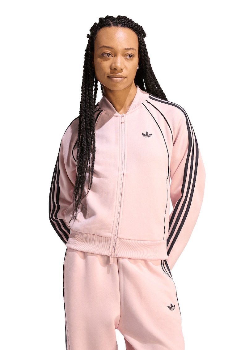 Bluza de trening cu croiala lejera si fermoar - Negru/Roz