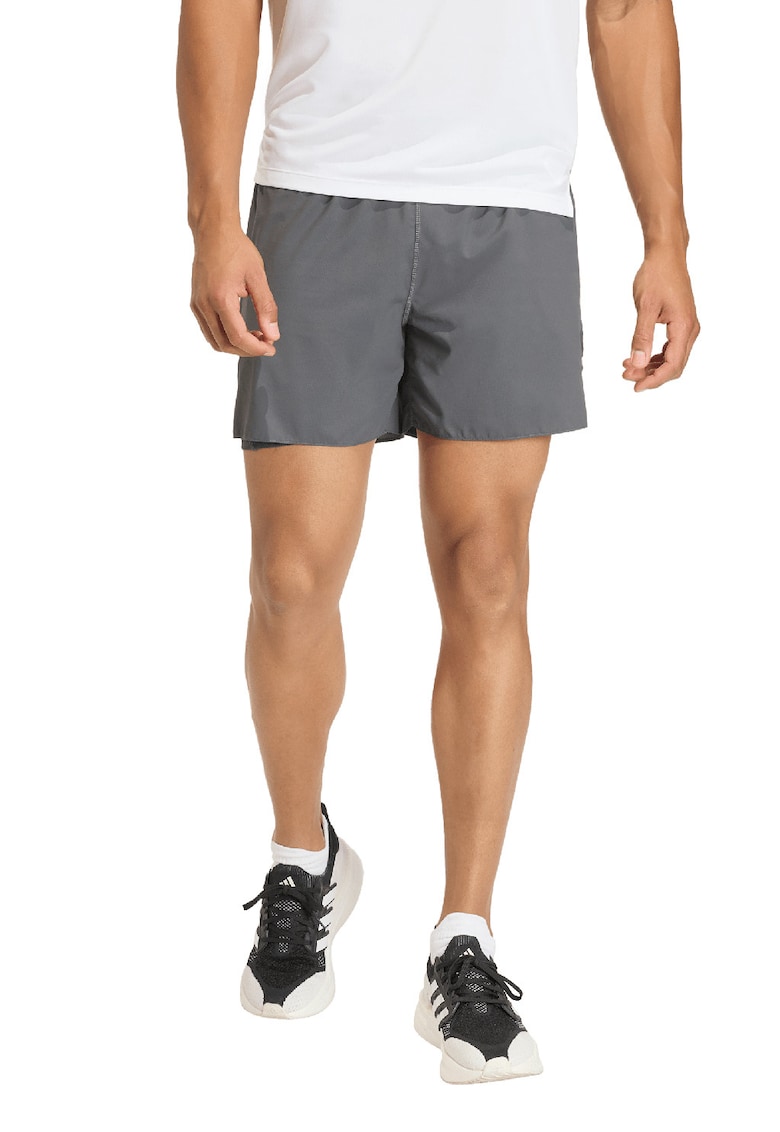 Pantaloni scurti cu logo si model 2-in-1 - pentru fitness - Gri inchis