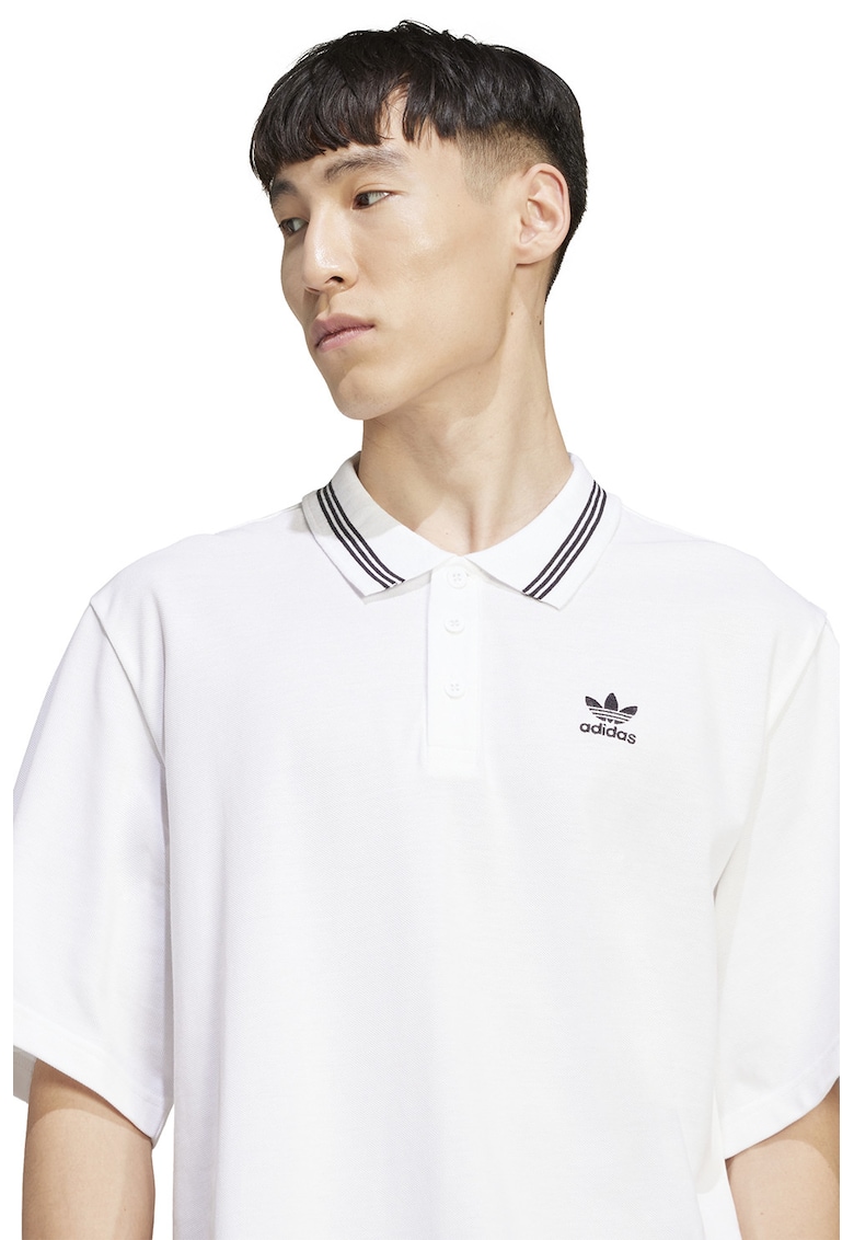 Tricou polo lejer cu logo - Negru/Alb optic