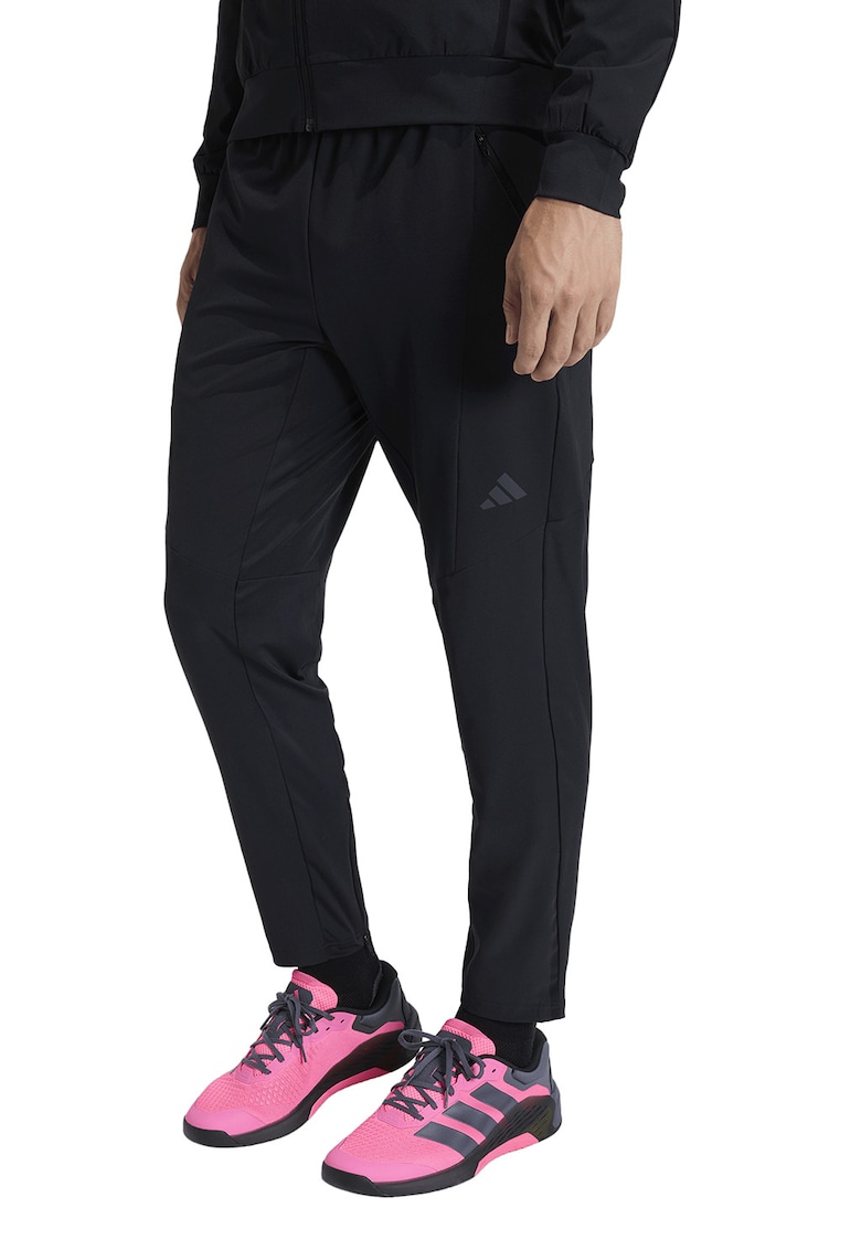 Pantaloni de trening regular fit cu logo - pentru fitness Hybrid - Negru