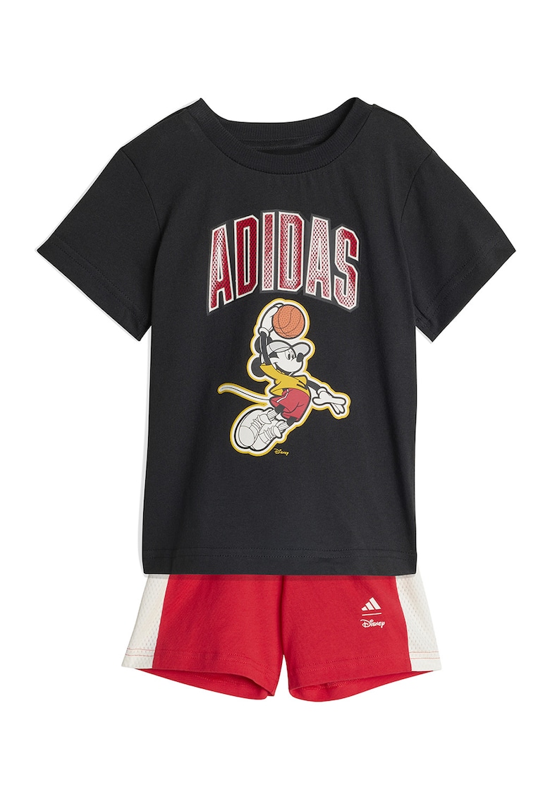 Set de pantaloni scurti si tricou cu imprimeu - 2 piese - Rosu/Alb/Negru