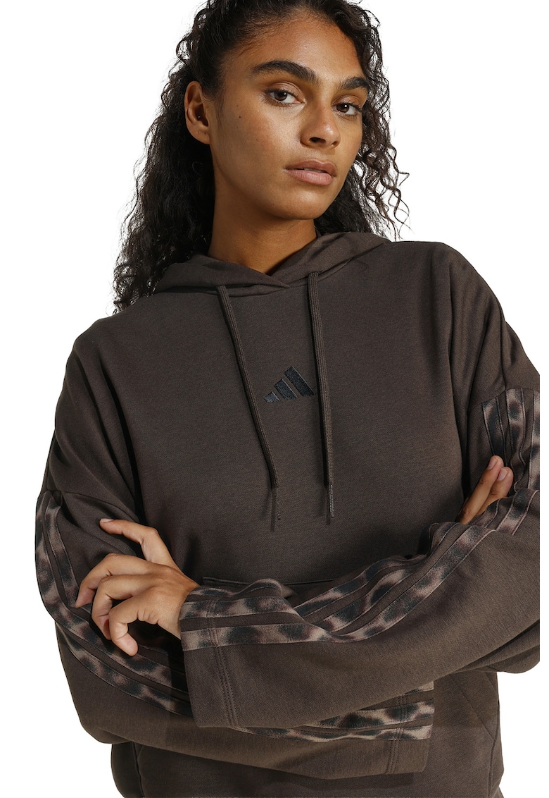 Hanorac din amestec de bumbac cu logo - Maro