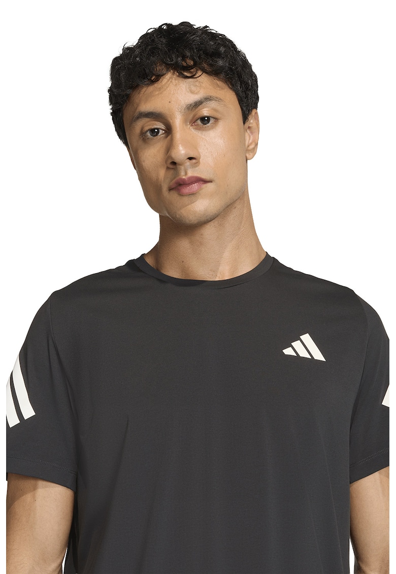 Tricou cu decolteu la baza gatului si logo - pentru alergare - Negru/Alb murdar