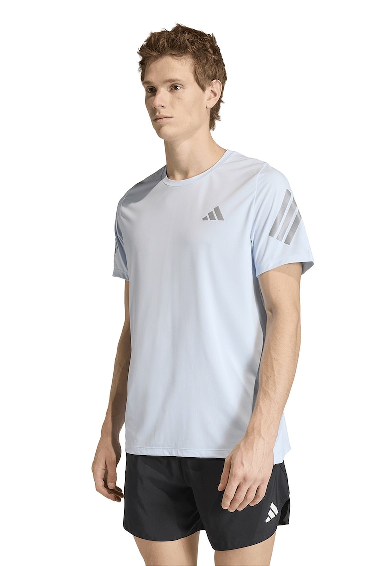 Tricou cu decolteu la baza gatului si logo - pentru alergare - Albastru glaciar