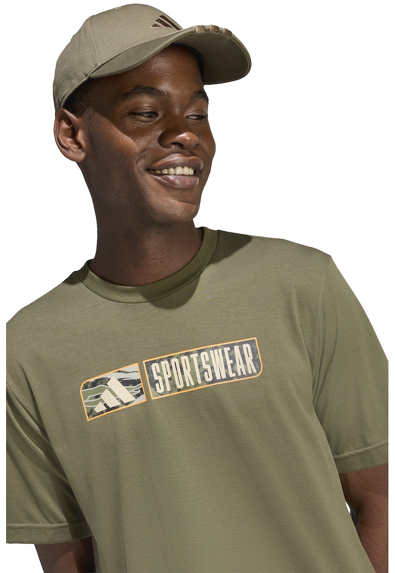 Tricou lejer cu imprimeu logo - Verde masliniu