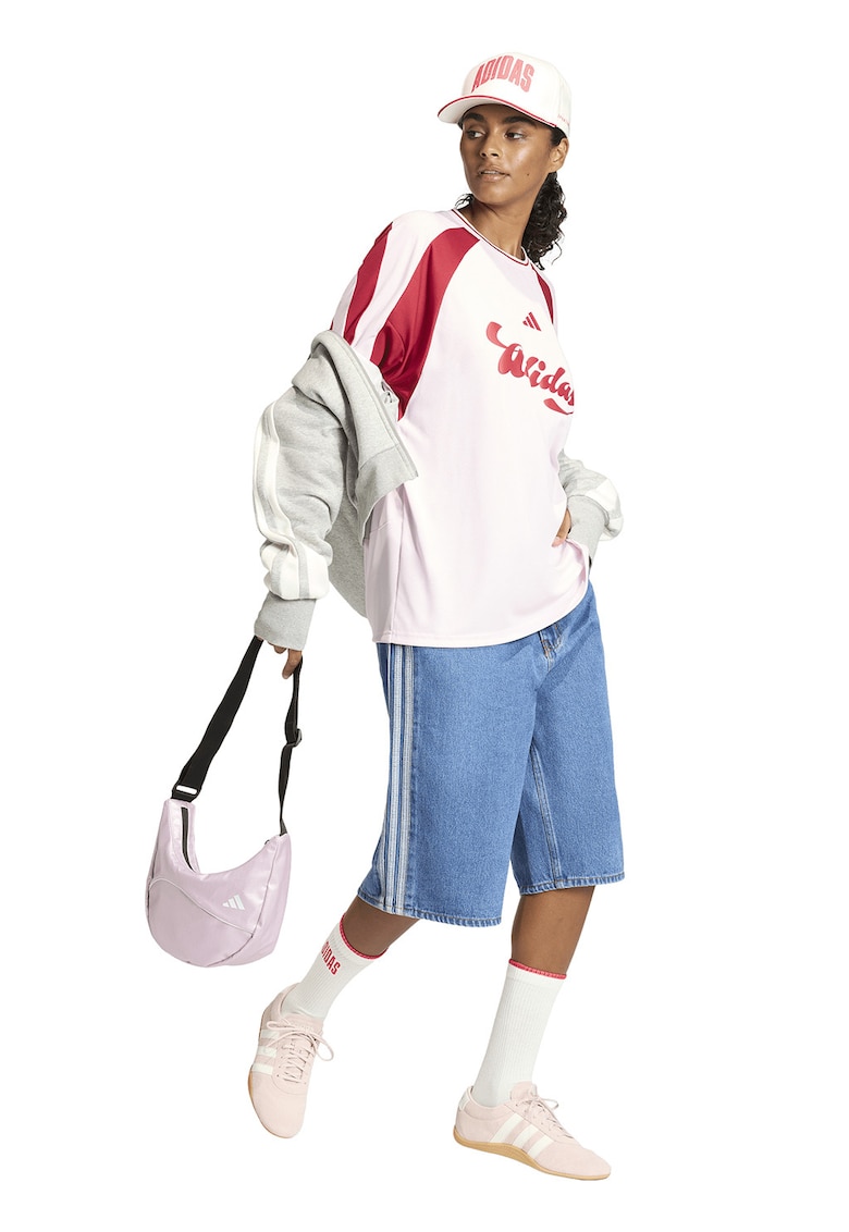 Bluza lejera cu imprimeu logo - Rosu/Roz pal