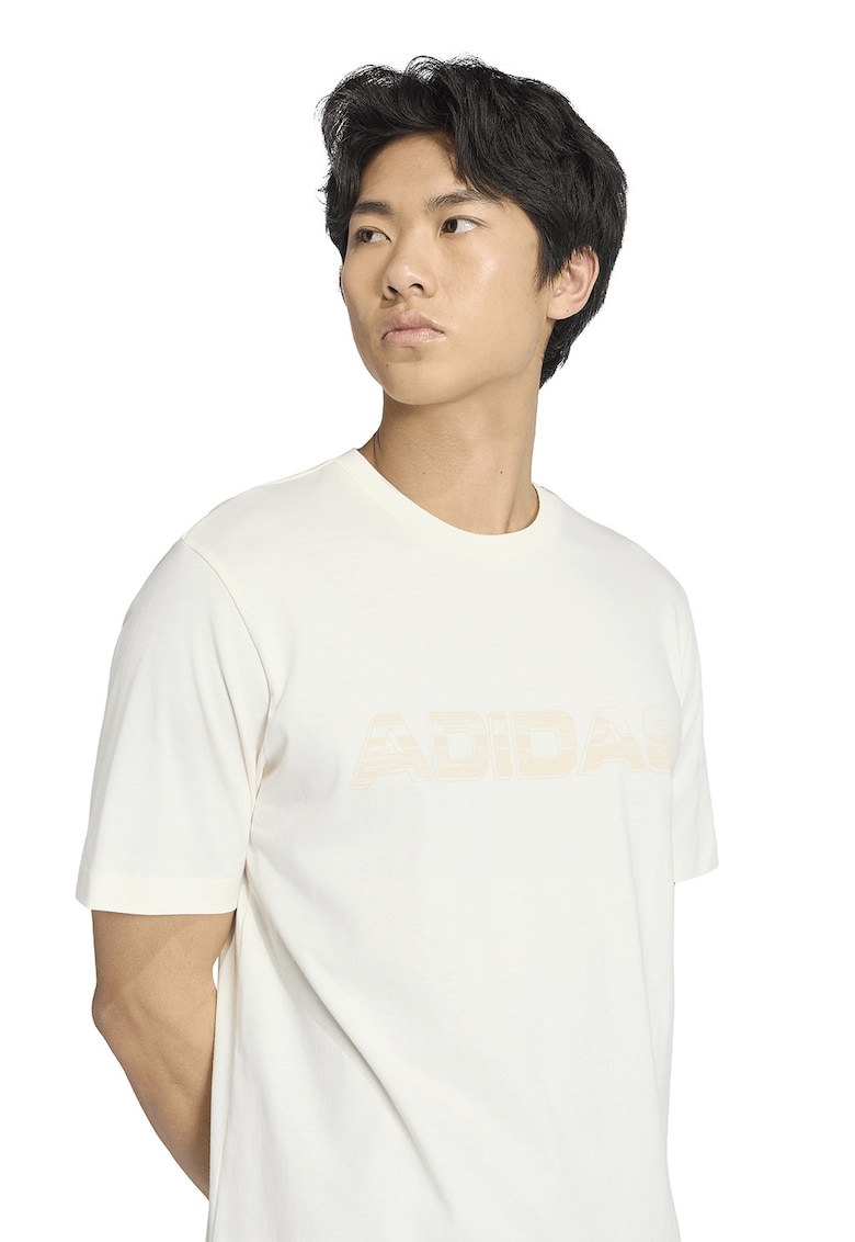 Tricou de bumbac cu imprimeu logo - Alb murdar