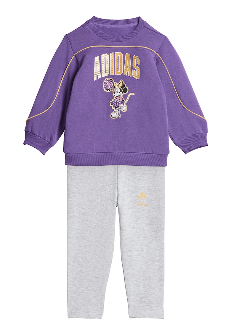 Set de pantaloni de trening si bluza de trening cu imprimeu - 2 piese - Gri deschis/Portocaliu/Violet