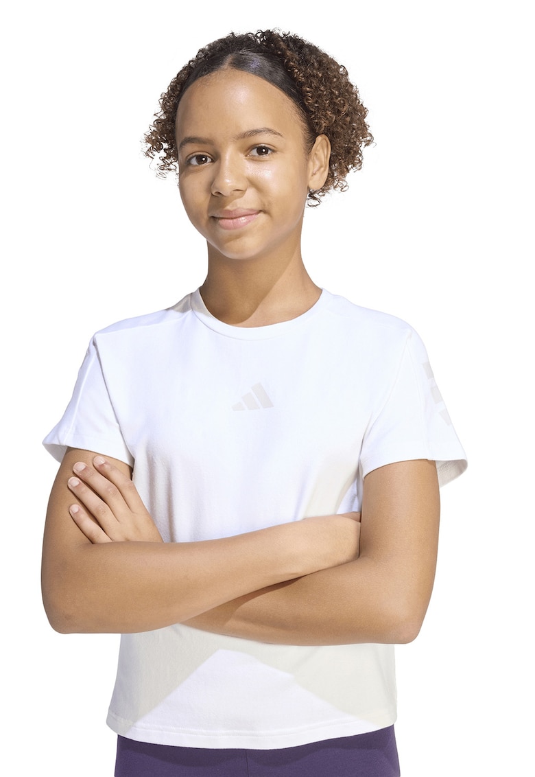 Tricou cu decolteu la baza gatului - Alb/Gri deschis