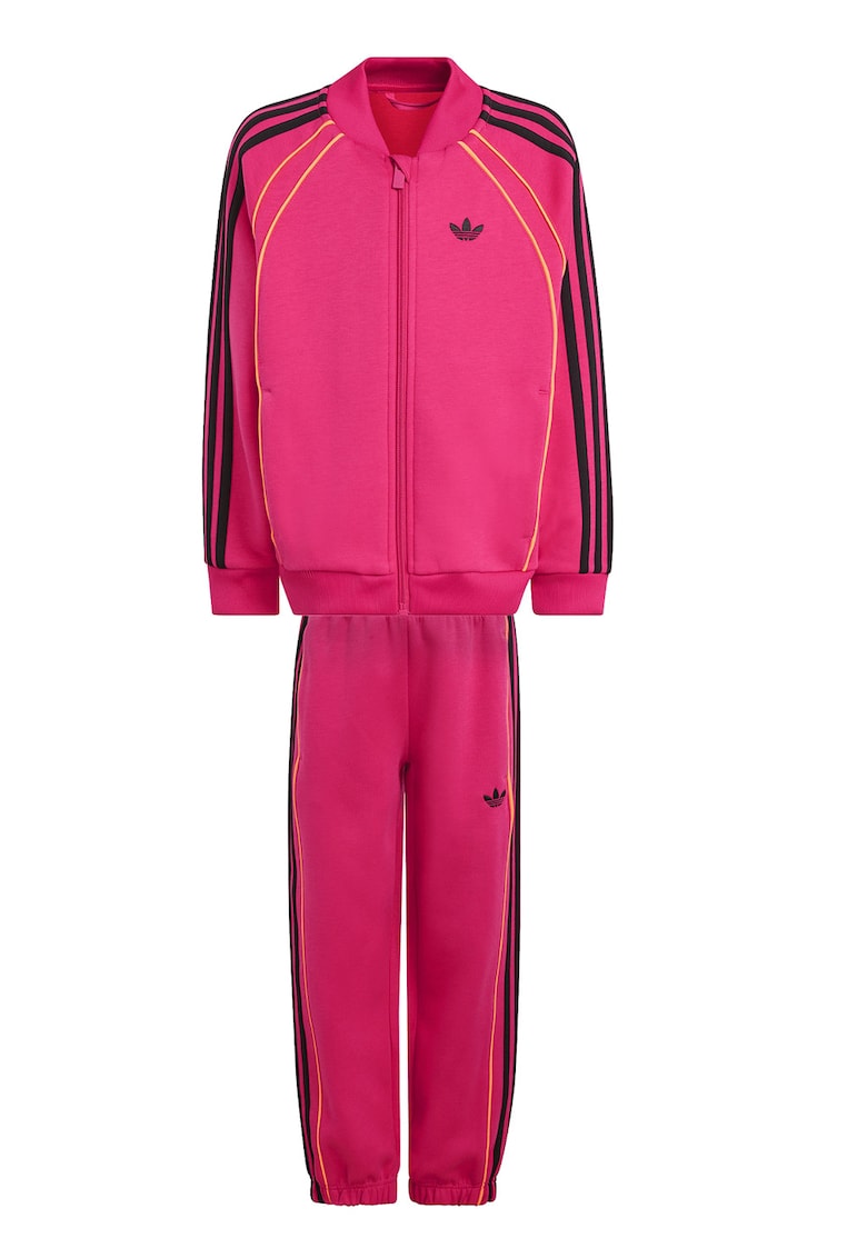 Trening din amestec de bumbac cu maneci raglan - Negru/Roz aprins
