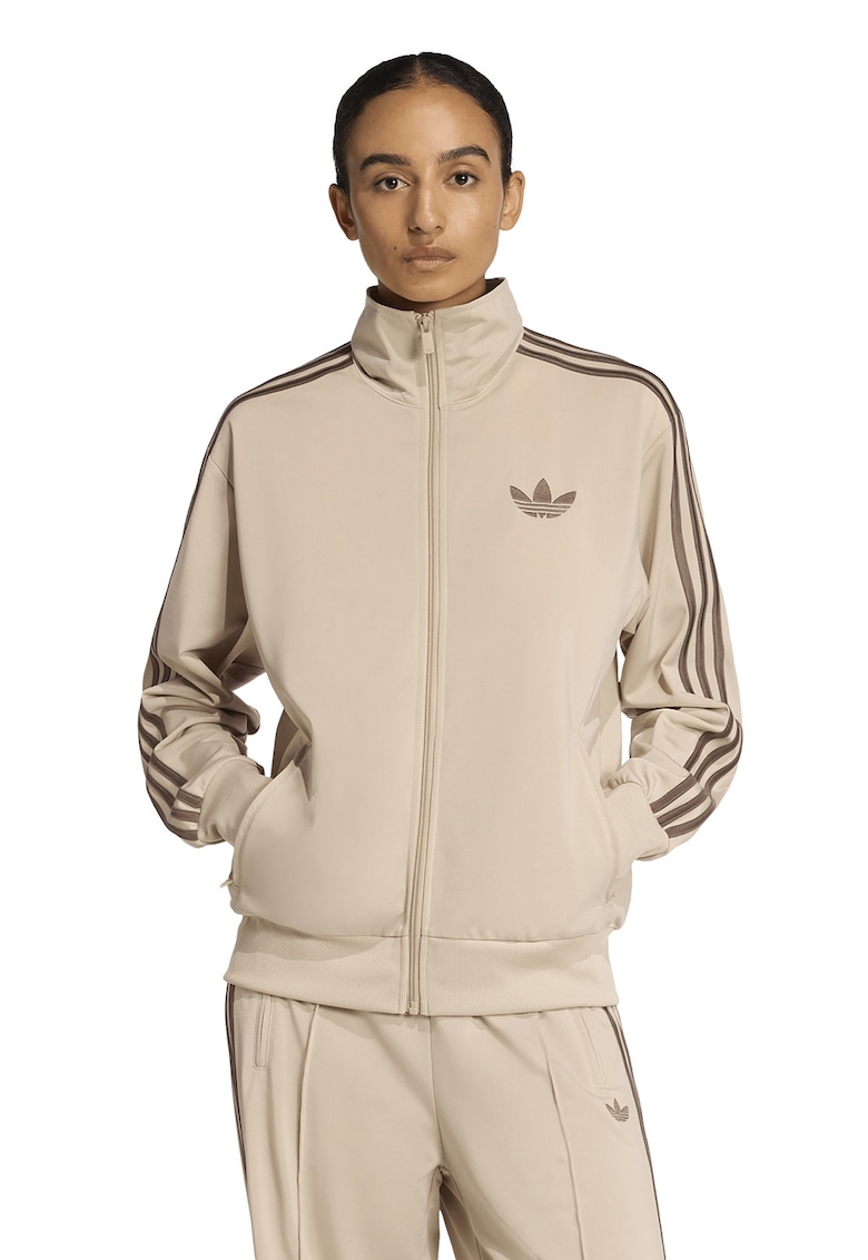 Bluza de trening cu fermoar si logo - Bej/Kaki