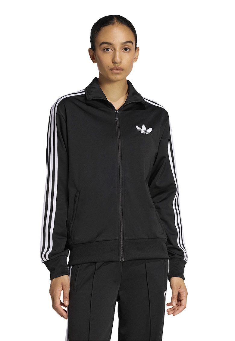 Bluza de trening cu fermoar si logo - Alb/Negru