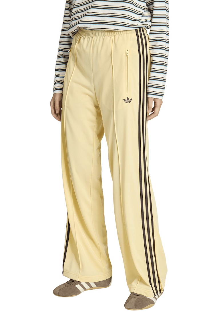 Pantaloni sport ampli cu pensa - Maro inchis/Portocaliu deschis