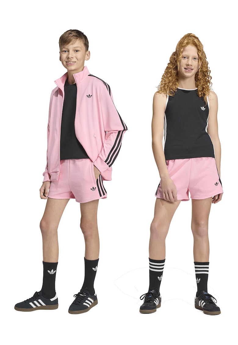Pantaloni scurti din amestec de bumbac cu buzunare laterale - Negru/Roz deschis
